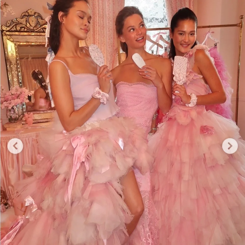 LOVESHACKFANCY Goody Pink Satin Scrunchies 3pc